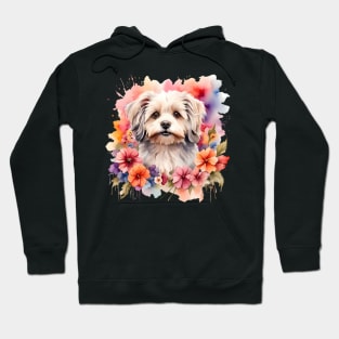 A havanese decorated with beautiful watercolor flowers Hoodie